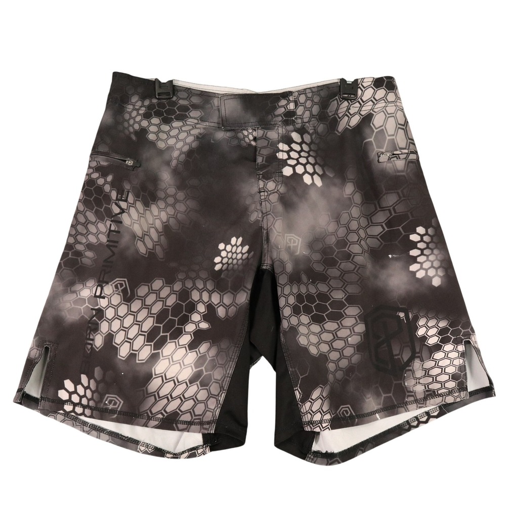 Born Primitive Training Shorts Mens 32 Hex Camo Black Gray Gym Workout MMA